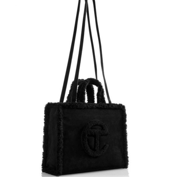 🆕UGG X TELFAR LIMITED EDITION UNISEX BLACK SUEDE & SHEARLING SHOPPING BAG MED - Picture 8 of 9